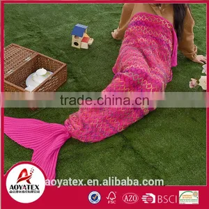 Rope Net Purple Knitted Mermaid Tail Blanket thumbnail-1