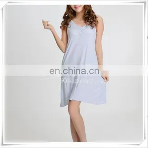 Ladies 95%Bamboo 5%Spandex Sleeveless Melange Color Nightwear Padded Pajamas thumbnail-3