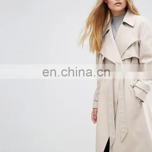 Trench Coat With Sash Belt Dust Coat Ladies Long Coat Design thumbnail-2