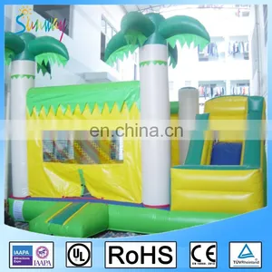 5MX4.5MX4M Green Inflatable Palm Tree Bouncer Moonwalk With Water Slide thumbnail-4