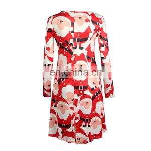 Christmas Evening Party Dress Long Sleeve Red Fashion Mini Christmas Dress thumbnail-3