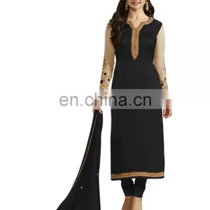 2017 Women's Stylish Party Wear Semi-Stitched Salwar Kameez + Koti Dress Material thumbnail-1