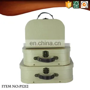 OEM Mini Kraft Paper Cardboard Suitcases With PU Leather Handle thumbnail-5