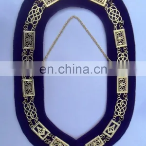 MASONIC REGALIA GRAND LODGE GOLD FINISH METAL CHAIN COLLAR PURPLE thumbnail-1