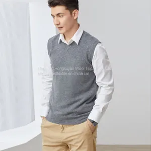 Men's Cashmere Wool Sweater V-neck Thin Warm Vest Pullovers for Business Men thumbnail-2