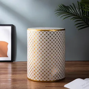 European Simple Style Ceramic Craft Colorful Pattern Classic Drum Stool For Dressing Table thumbnail-5