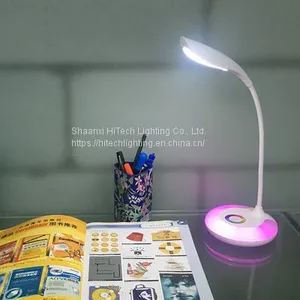 USB Rechargeable LED Desk Lamp Touch Switch White Color Lighting LED Reading Table Lamp With Colorful Night Light For Bedside thumbnail-5