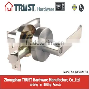 6932SN-BK:TRUST Zinc Alloy Heavy-duty Tubular Privacy Lever Lock thumbnail-1