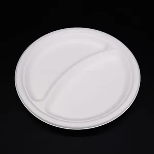 Disposable Biodegradable 9INCH 2C PLATE Take Away Sugarcane thumbnail-1