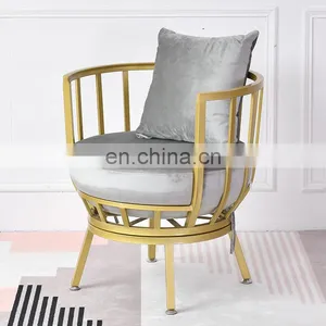 Wholesale Classic Fashion Light Luxury Armchair Leisure Iron Beauty Salon Living Room Waiting Chair thumbnail-4