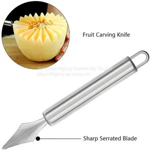 Stainless Steel 4-Piece Carving Knife Watermelon Cantaloupe Scoop for Cutting and Scooping thumbnail-3