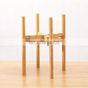 High Quality Eco Friendly Modern Indoor Wooden Bamboo Garden Supplies Adjustable Plant Pots Display Stands Tall Square thumbnail-1