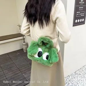 021China Wholesale Plush Big Eyes Puppy Fur Bag All Match Handbag Female Cute Girl Crossbody Bag2023 thumbnail-2