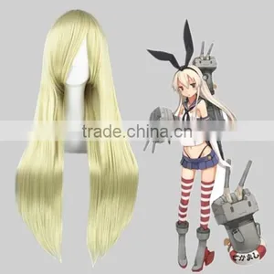 High Quality 80cm Long Straight Chobits AGATSUMA SOUBI Beige Synthetic Anime Wig Cosplay Hair Wig Party Wig thumbnail-1