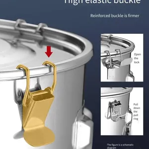 Stainless Steel 304 Sealed Barrel, Wine Barrel, Food Storage Tank, Snap-on Lid, Mirror-polished Oil Drum, Closed Metal Barrel thumbnail-5