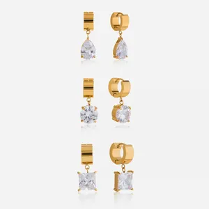 Classic Clover Design Stainless Steel Stud Earrings With Four-Leaf Charm thumbnail-1