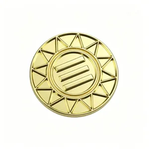 Custom Round Embossed Geometric Gold Metal Name Plate Corporate Logo Badge thumbnail-1