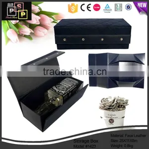 China Manufacturer Black Luxury Promotional Customed Foldable Single Wine Box thumbnail-1