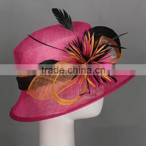 High Quality Sinamay Church Hat With Feather Decoration thumbnail-1