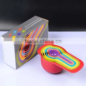 Amazon Supply FDA Approved Rainbow Plastic Powder Carved Measuring Spoons and Cups Set of 6pcs 138g ABS Measuring Spoons thumbnail-5