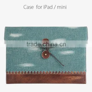 Latest Style High Quality Denim Genuine Leather Case for Ipad thumbnail-1