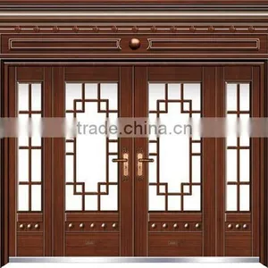 Tempered Glass Shop Wood Door thumbnail-1