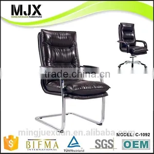 Modern Office Furniture Low Price Visitor Chair Black Genuine Leather Office Chair With no Wheels Quality Choice Most Popular thumbnail-5