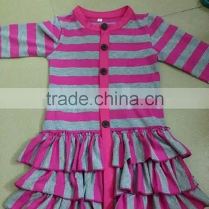 Classic Design Cute Baby Girl Cotton Cardigan 100% Cotton Kids Long Sleeve Cardigan With Triple Ruffle thumbnail-6