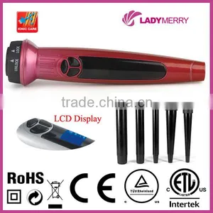 100-240V LCD Ceramic Tourmaline 5P 220C/430F Interchangeable Curling Wand thumbnail-1