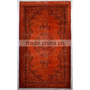 Handmade Pale Orange Over-dyed Rug (10 x 6 Feet) thumbnail-1