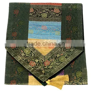 Stripe Design Green Border Color Silk Table Runner thumbnail-1