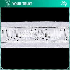 Width 14.0 Centimeter Flora White Cotton Trimming Lace thumbnail-2