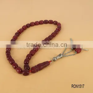 Turkish Islamic 33 Prayer Beads Worry Beads Tesbih Red Jasper Beads Tasbih Misbaha thumbnail-1