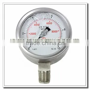 High Quality 4 Inch All Stainless Steel Oil Filled Manometer thumbnail-4