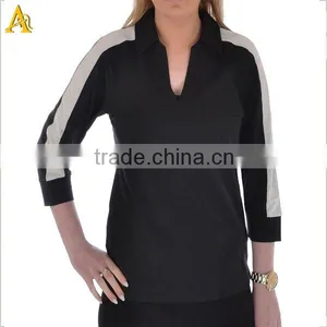 Ladies Cotton 3/4 Sleeve Polo T-shirt thumbnail-1