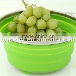 Amazon Popular Selling Stainless Steel Filter Collapsable Silicone Colander thumbnail-3