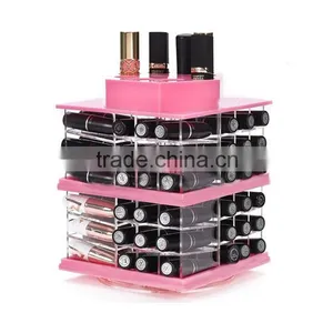 New Arrival Brand Luxury Round Shape Rotatable Acrylic Lipstick Cosmetic Display Rack Wholesale thumbnail-1