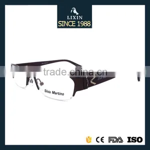 Luxury Brand New Design Metal Half-Rim Glasses Frame Rhinestone Women Black/Gray/Brown/Silver Frame Wide Temple SM4025 thumbnail-1