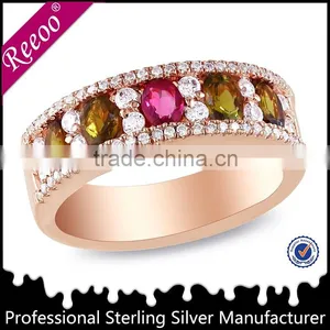 925 Silver China Ring, Charming 925 Silver Ring With Colorful Stones thumbnail-1