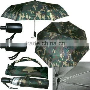 Flexible Handle Aluminum Camouflage 3 Folding Auto Umbrella thumbnail-1