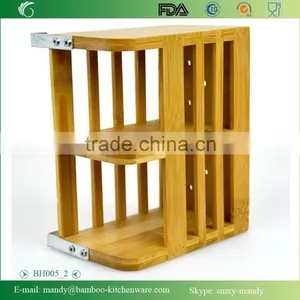 BH005 Bamboo Kitchen Utensil Caddy With Metal Hanger thumbnail-3