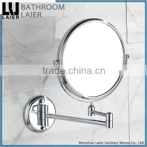 Direct Marketing Factory Round Desgin Brass Chrome Finishing Double Face Bathroom Accessories Wall Mounted Bathroom Mirror thumbnail-4
