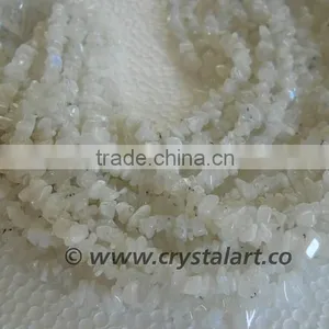 White Rainbow Moonstone Chips 36 Inches Strings thumbnail-2