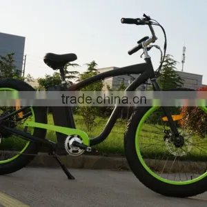Merry Gold High Speed Fat Tire Beach Cruiser Electric Bike 48V 500W Black-Green thumbnail-1