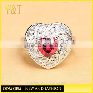 Jingli Jewelry Heart Shaped Silver Ring With Ruby (YJ-809) thumbnail-3