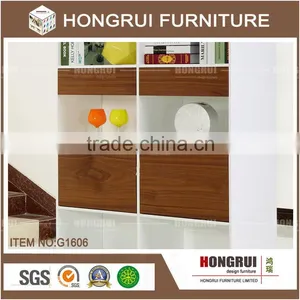 High Quality MDF With White Matte Painting and Walnut Veneer Kitchen Cabinet Factory Living Room Cabinet thumbnail-3