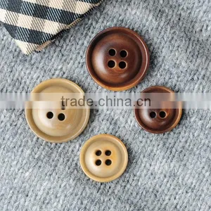 4 Holes 24L& 32L Beige & Brown Burnt Natural Corozo Nut Button for Men's Suit With Border thumbnail-1