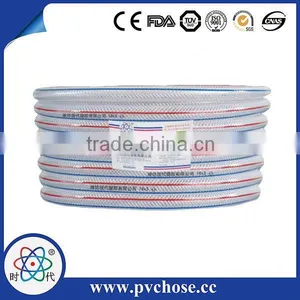 19*23mm Clear PVC Garden Hose With Red Blue Line,Thread Reinforced PVC Netting Hose Pipe,Non-toxic PVC Clear Pipe thumbnail-1