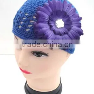Multi Colors Kufi Hat,baby Crochet Hat With Flower thumbnail-1