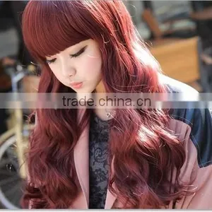 Wholesale Synthetic Wigs Natural Curly Hair Wig Claret-red Wigs thumbnail-1